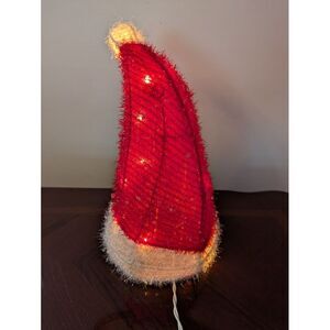 12" Light Up EUC Santa Hat‎ Christmas Tree Topper / Tabletop Decor